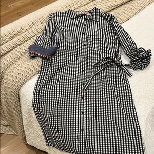 Black and White Checkered Shirt Dress
